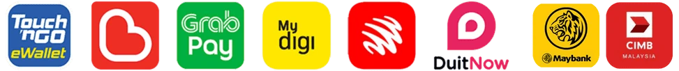 Touch 'n Go eWallet, Boost, GrabPay, MyDigi, DuitNow, Maybank and CIMB